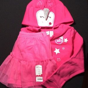 Hot Pink Unicorn Hoodie and Scooter/Skort, both-child size 4